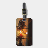 Tropische zonsondergang strand bagagelabel (Voorkant verticaal)