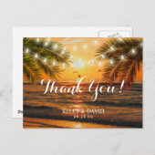 Tropische zonsondergang strand bruiloft dank u briefkaart (Voorkant / Achterkant)