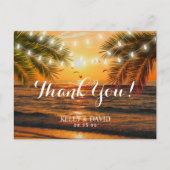 Tropische zonsondergang strand bruiloft dank u briefkaart (Voorkant)