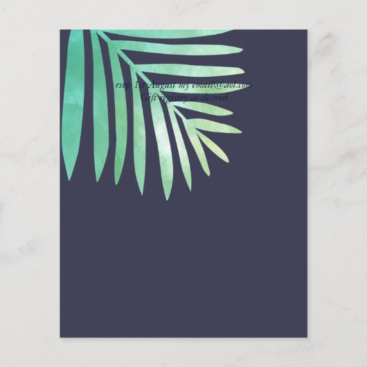 Tropische Zonsondergang Strand Bruiloft Uitnodigin (Achterkant)