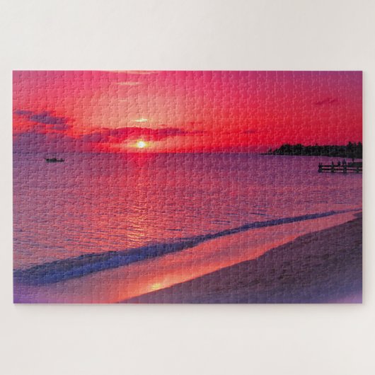 Tropische Zonsondergang Strand Legpuzzel (Horizontaal)