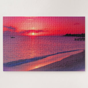 Tropische Zonsondergang Strand Legpuzzel