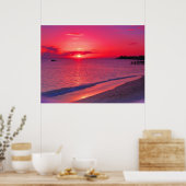 Tropische Zonsondergang Strand Muur Poster (Keuken)