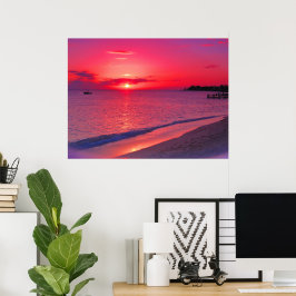 Tropische Zonsondergang Strand Muur Poster