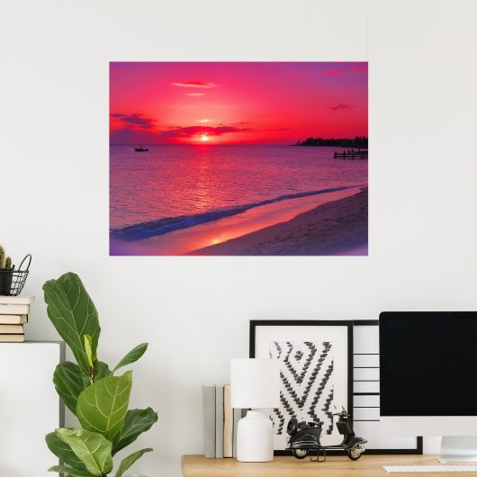 Tropische Zonsondergang Strand Muur Poster (Thuiskantoor)