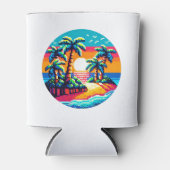 Tropische zonsondergang strand ontspannen Pixel Ar Blikjeskoeler (Voorkant)