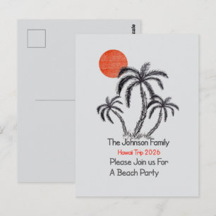 Tropische Zonsondergang Strand Palmboom Familie Va Briefkaart