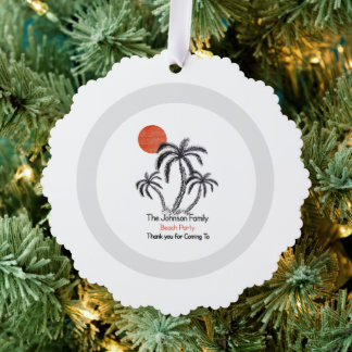 Tropische Zonsondergang Strand Palmboom Familie Va Ornament Kaart
