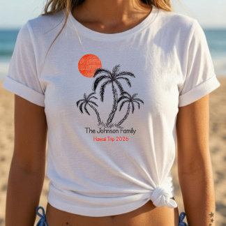 Tropische Zonsondergang Strand Palmboom Familie Va T-shirt