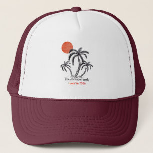 Tropische Zonsondergang Strand Palmboom Familie Va Trucker Pet