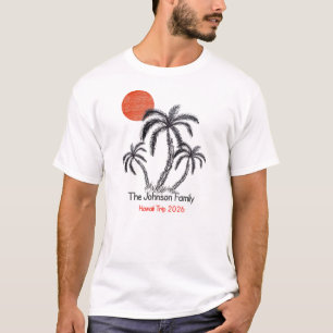 Tropische Zonsondergang Strand Palmboom Gezinsvaka T-shirt