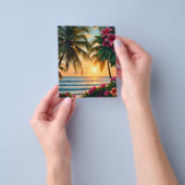 Tropische zonsondergang strand scene met palmbomen flyer (Hand)