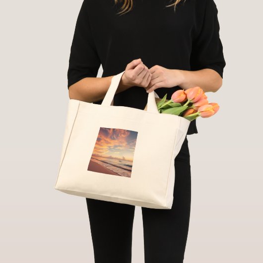 Tropische Zonsondergang Strand Tote Tas (Voorkant (product))