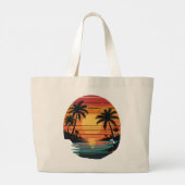 Tropische Zonsondergang Strand Tote Tas (Achterkant)