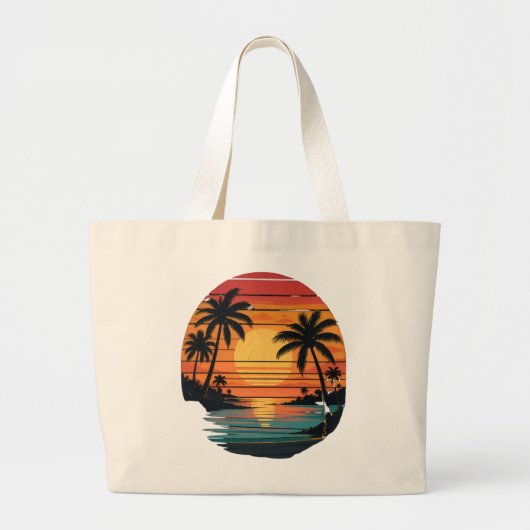 Tropische Zonsondergang Strand Tote Tas (Voorkant)