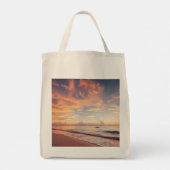 Tropische Zonsondergang Strand Tote Tas (Achterkant)