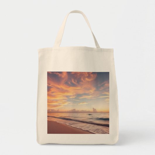 Tropische Zonsondergang Strand Tote Tas (Voorkant)
