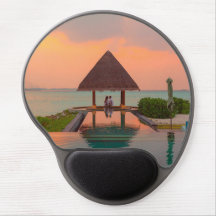 Tropische Zonsondergang Strandhut Gel Muismat