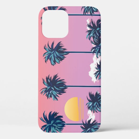 Tropische zonsondergang: strandillustratie Case-Mate iPhone case (Achterkant)
