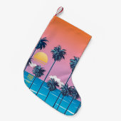 Tropische zonsondergang:  strandillustratie kleine kerstsok (Voorkant (Hangend))