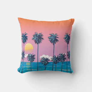 Tropische zonsondergang:  strandillustratie kussen