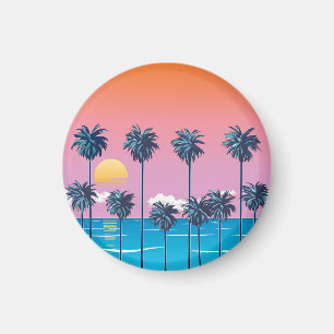 Tropische zonsondergang:  strandillustratie magneet