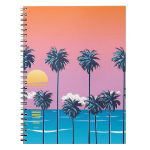 Tropische zonsondergang: strandillustratie notitieboek