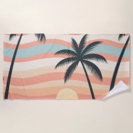 Tropische Zonsondergang Strepen – Sunset Palms Han Strandlaken
