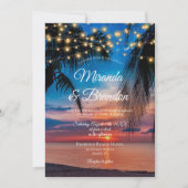 Tropische Zonsondergang String Lights Palm Beach B Kaart (Voorkant)