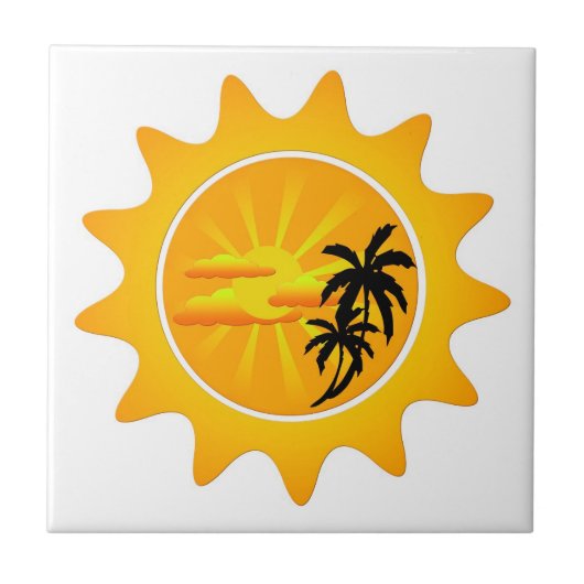 Tropische zonsondergang tegeltje (Voorkant)