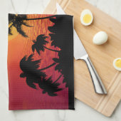 Tropische zonsondergang theedoek (Quarter Fold)