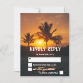 Tropische Zonsondergang Trouwkaart Ocean Beach RSVP Kaartje (Voorkant)