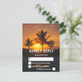 Tropische Zonsondergang Trouwkaart Ocean Beach RSVP Kaartje (Staand voorkant)