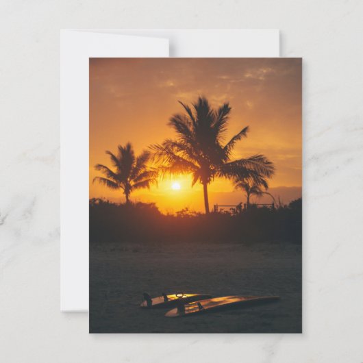 Tropische Zonsondergang Trouwkaart Ocean Beach RSVP Kaartje (Achterkant)