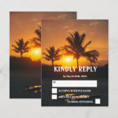 Tropische Zonsondergang Trouwkaart Ocean Beach RSVP Kaartje (Voorkant / Achterkant)