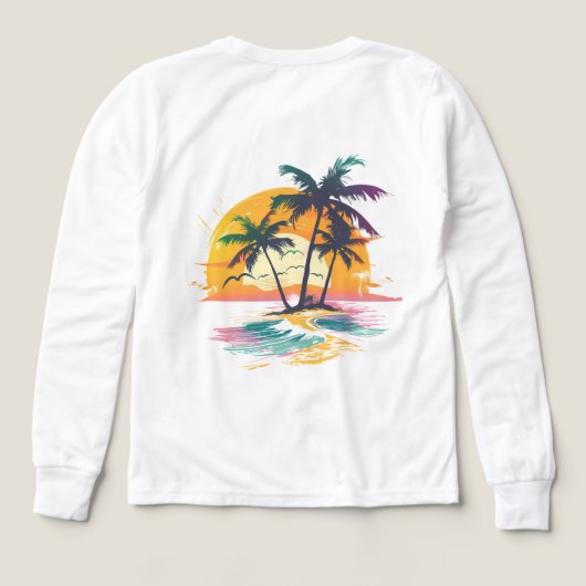 Tropische zonsondergang vibes - Palmbomen & Strand (Achterkant)