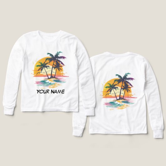 Tropische zonsondergang vibes - Palmbomen & Strand (Voorkant /achterkant)