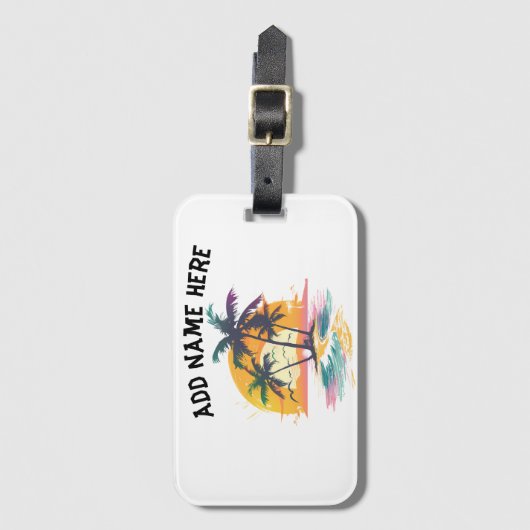 Tropische zonsondergang vibes - Palmbomen & Strand Bagagelabel (Voorkant (verticaal))