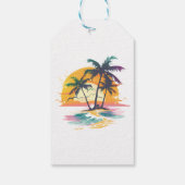 Tropische zonsondergang vibes - Palmbomen & Strand Cadeaulabel (Achterkant)