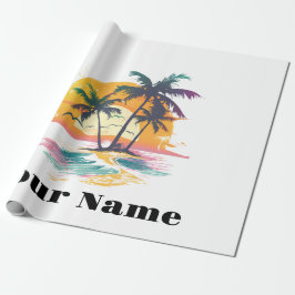 Tropische zonsondergang vibes - Palmbomen & Strand Cadeaupapier