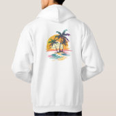 Tropische zonsondergang vibes - Palmbomen & Strand Hoodie (Achterkant)