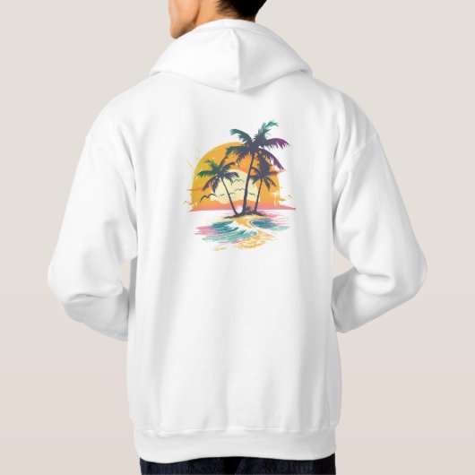 Tropische zonsondergang vibes - Palmbomen & Strand Hoodie (Achterkant)