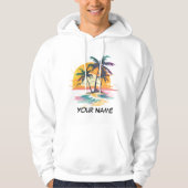 Tropische zonsondergang vibes - Palmbomen & Strand Hoodie (Voorkant)