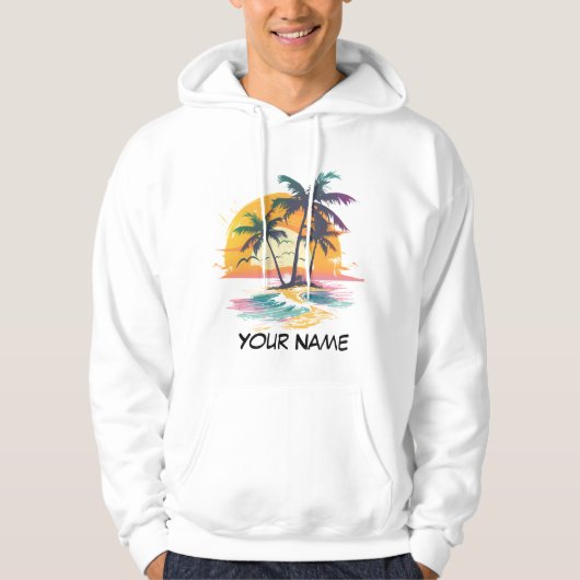 Tropische zonsondergang vibes - Palmbomen & Strand Hoodie (Voorkant)