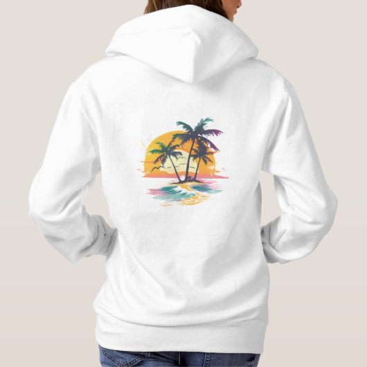 Tropische zonsondergang vibes - Palmbomen & Strand Hoodie (Achterkant)