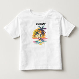 Tropische zonsondergang vibes - Palmbomen & Strand Kinder Shirts
