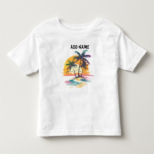 Tropische zonsondergang vibes - Palmbomen & Strand Kinder Shirts (Voorkant)