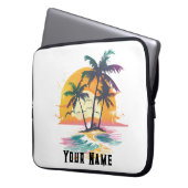 Tropische zonsondergang vibes - Palmbomen & Strand Laptop Sleeve (Voorkant Links)