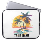Tropische zonsondergang vibes - Palmbomen & Strand Laptop Sleeve (Voorkant)