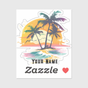 Tropische zonsondergang vibes - Palmbomen & Strand Sticker